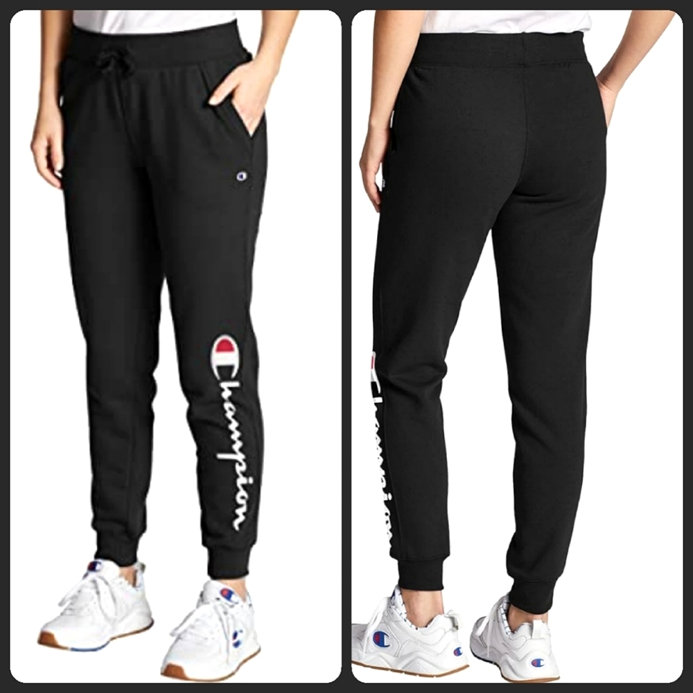Champion Black Knit Logo Sweatpants